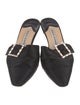 Manolo Blahnik Satin Crystal Embellishments Mules