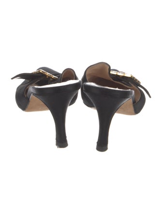 Manolo Blahnik Satin Crystal Embellishments Mules