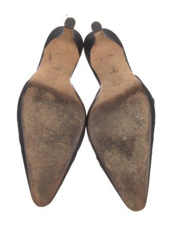 Manolo Blahnik Satin Crystal Embellishments Mules