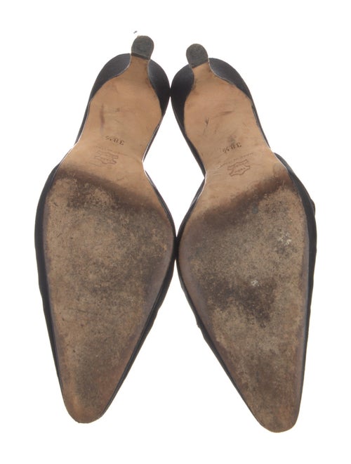 Manolo Blahnik Satin Crystal Embellishments Mules