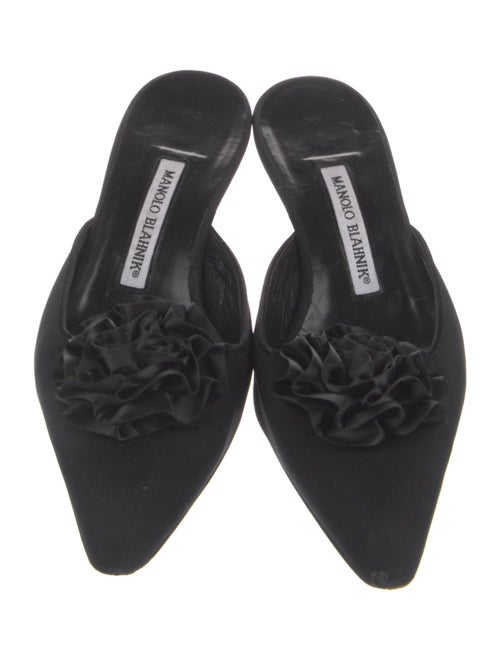 Manolo Blahnik Satin Bow Accents Mules
