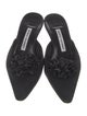 Manolo Blahnik Satin Bow Accents Mules