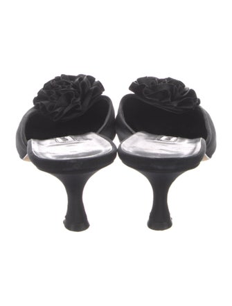 Manolo Blahnik Satin Bow Accents Mules
