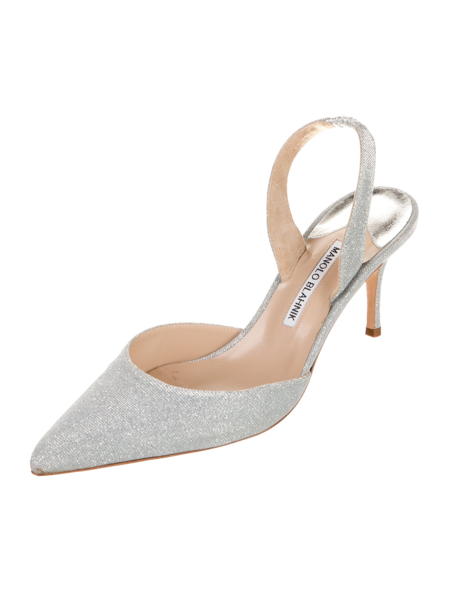 Manolo Blahnik Glitter Glitter Accents Slingback Pumps