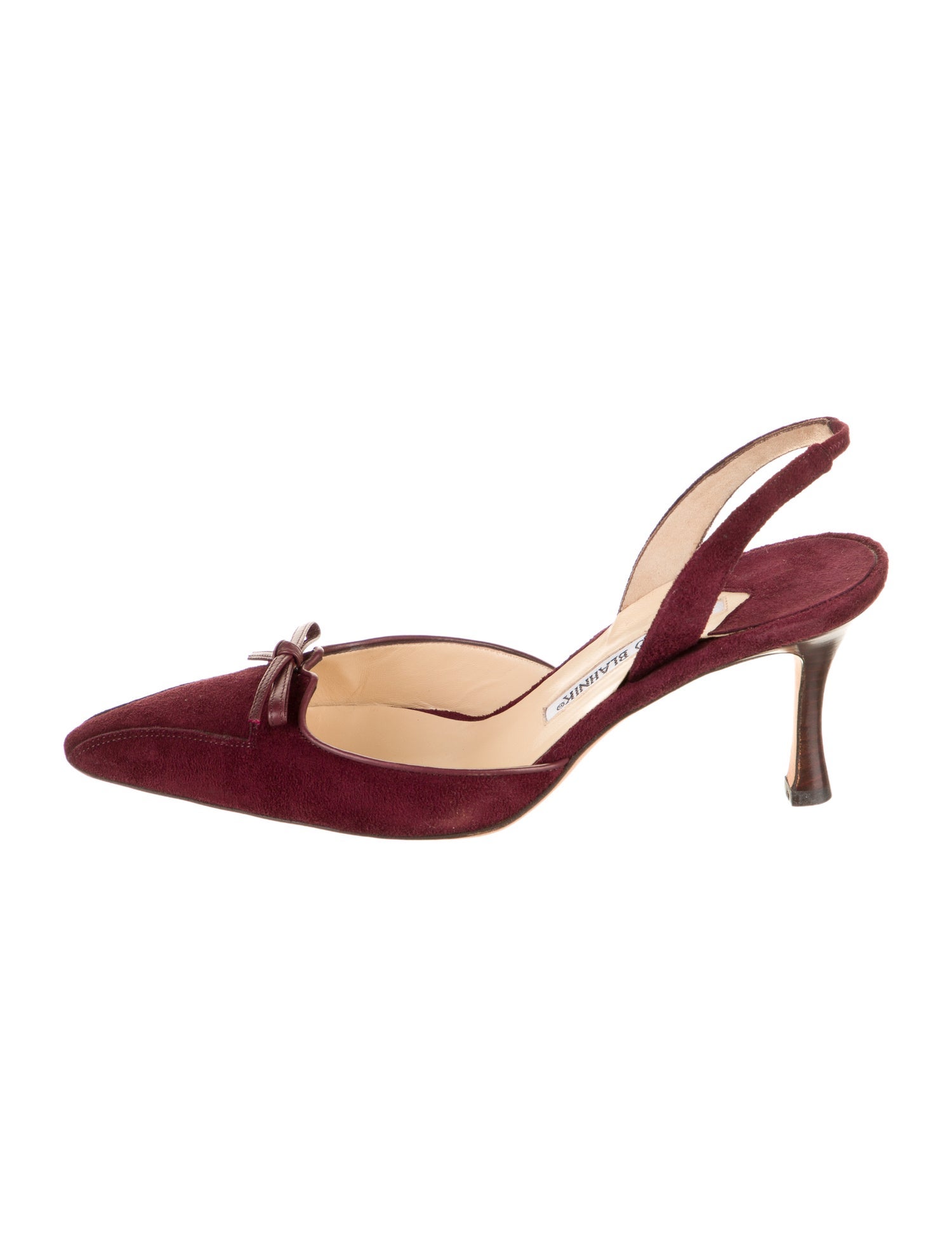 Manolo Blahnik Suede Bow Accents Slingback Pumps