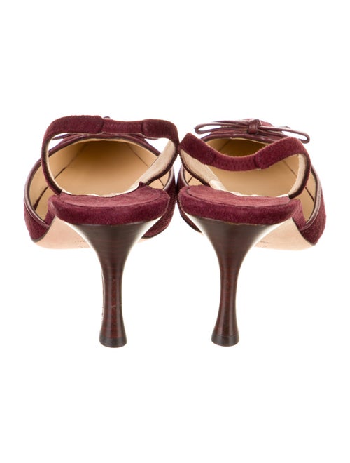 Manolo Blahnik Suede Bow Accents Slingback Pumps