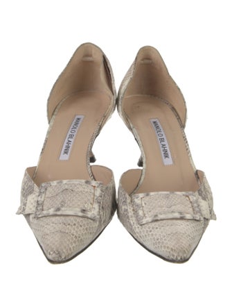 Manolo Blahnik Leather Animal Print D'Orsay Pumps