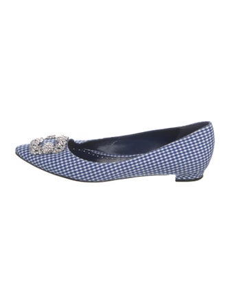 Manolo Blahnik Plaid Print Crystal Embellishments Flats