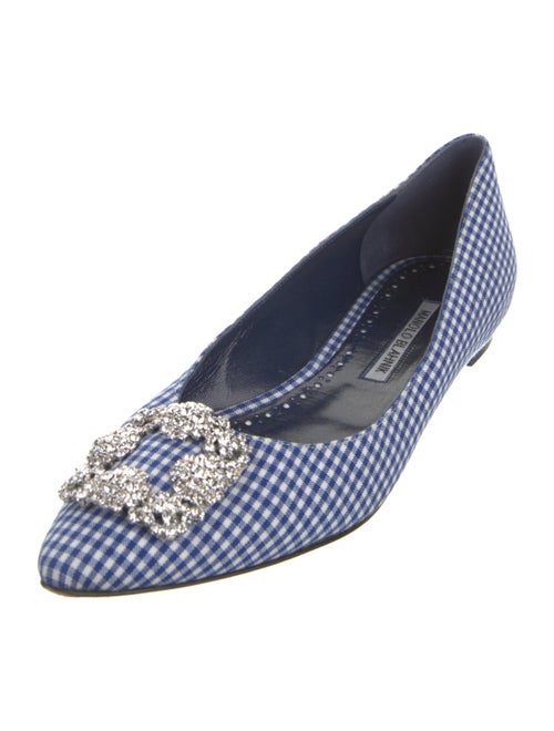 Manolo Blahnik Plaid Print Crystal Embellishments Flats