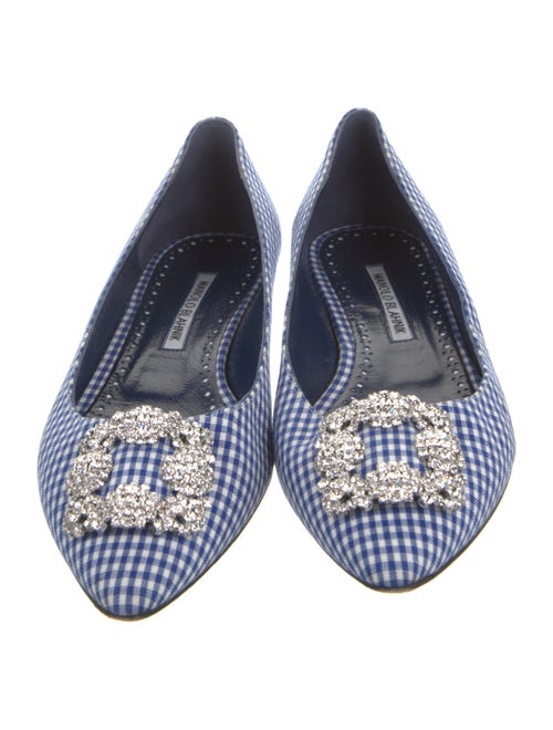 Manolo Blahnik Plaid Print Crystal Embellishments Flats