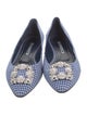 Manolo Blahnik Plaid Print Crystal Embellishments Flats