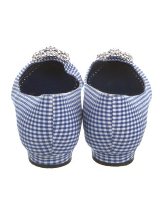 Manolo Blahnik Plaid Print Crystal Embellishments Flats