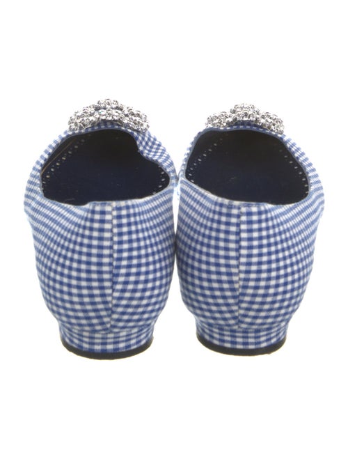 Manolo Blahnik Plaid Print Crystal Embellishments Flats