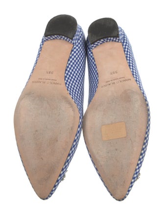 Manolo Blahnik Plaid Print Crystal Embellishments Flats