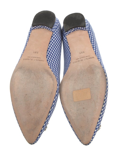 Manolo Blahnik Plaid Print Crystal Embellishments Flats