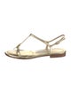 Manolo Blahnik Leather Crystal Embellishments T-Strap Sandals