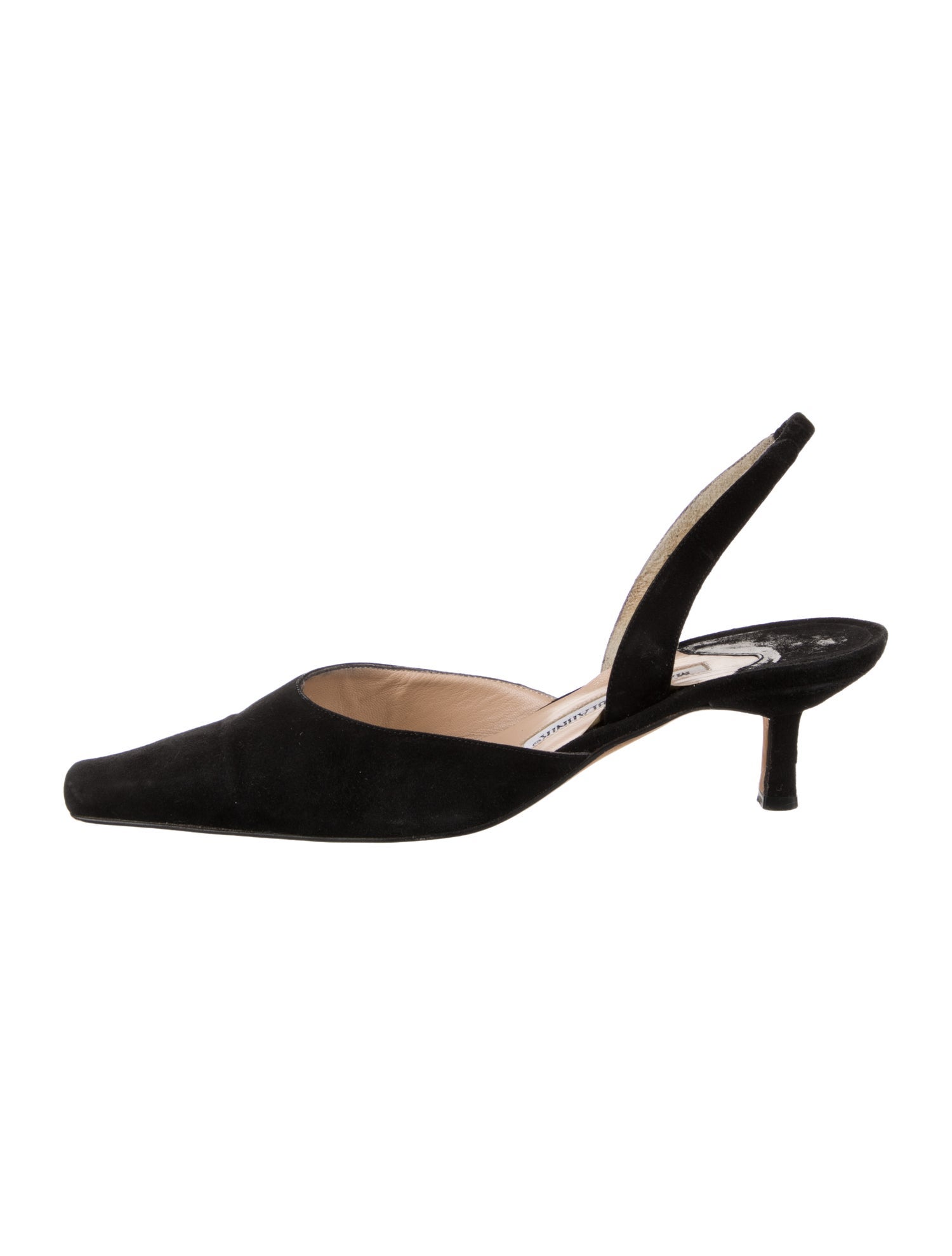 Manolo Blahnik Suede Leather Trim Embellishment Slingback Pumps
