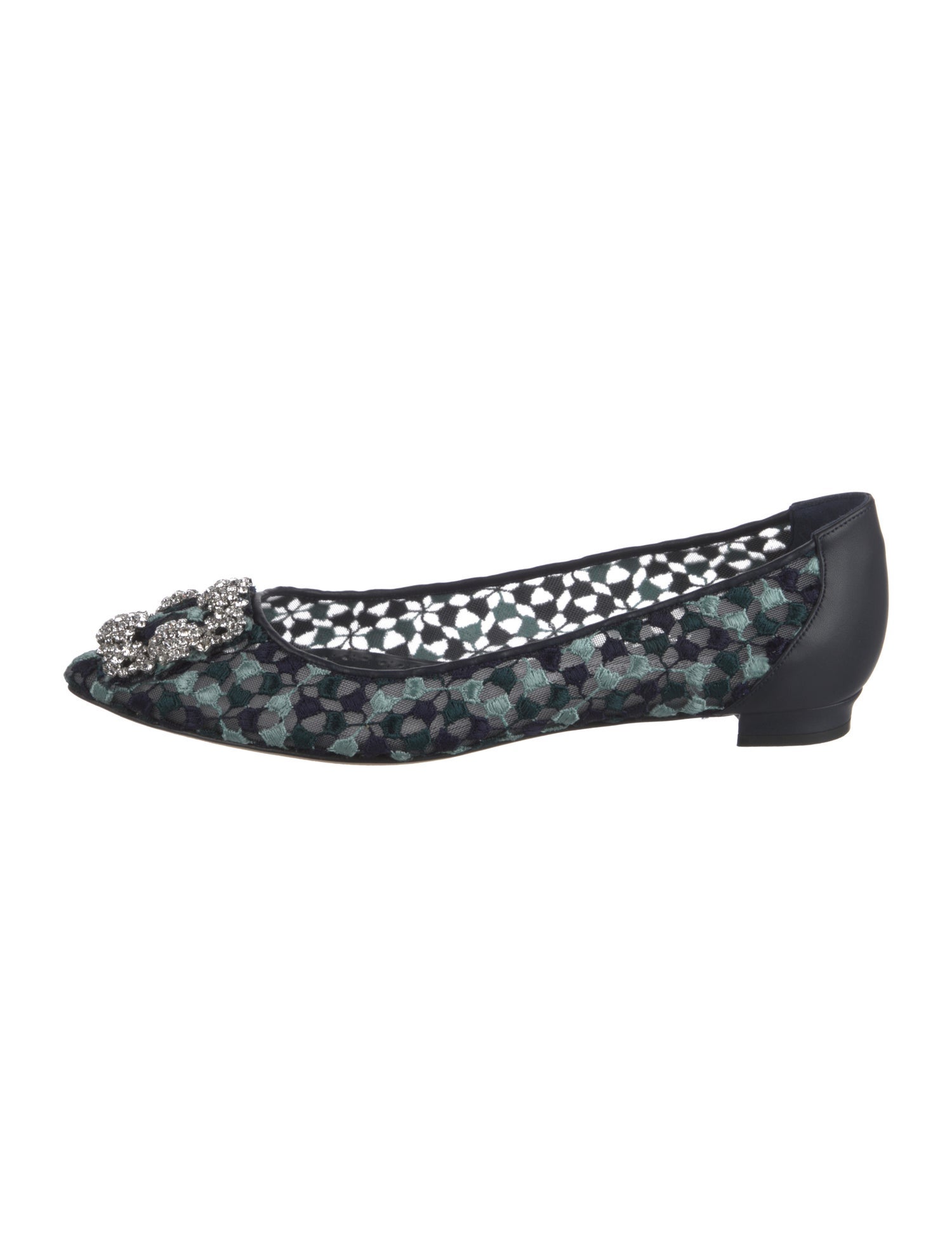 Manolo Blahnik Mesh Printed Flats