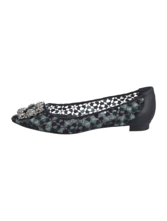 Manolo Blahnik Mesh Printed Flats