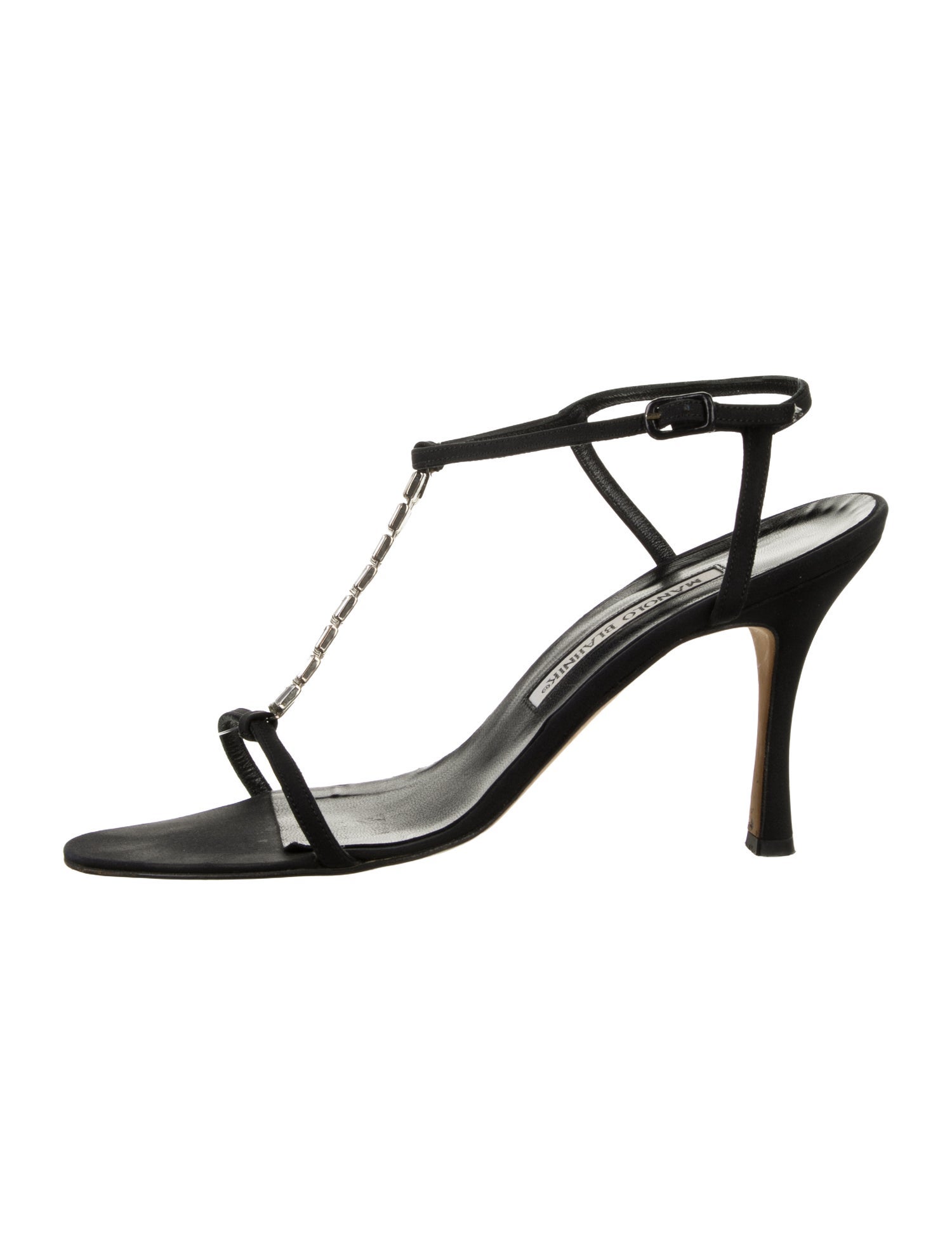 Manolo Blahnik Suede Crystal Embellishments T-Strap Sandals