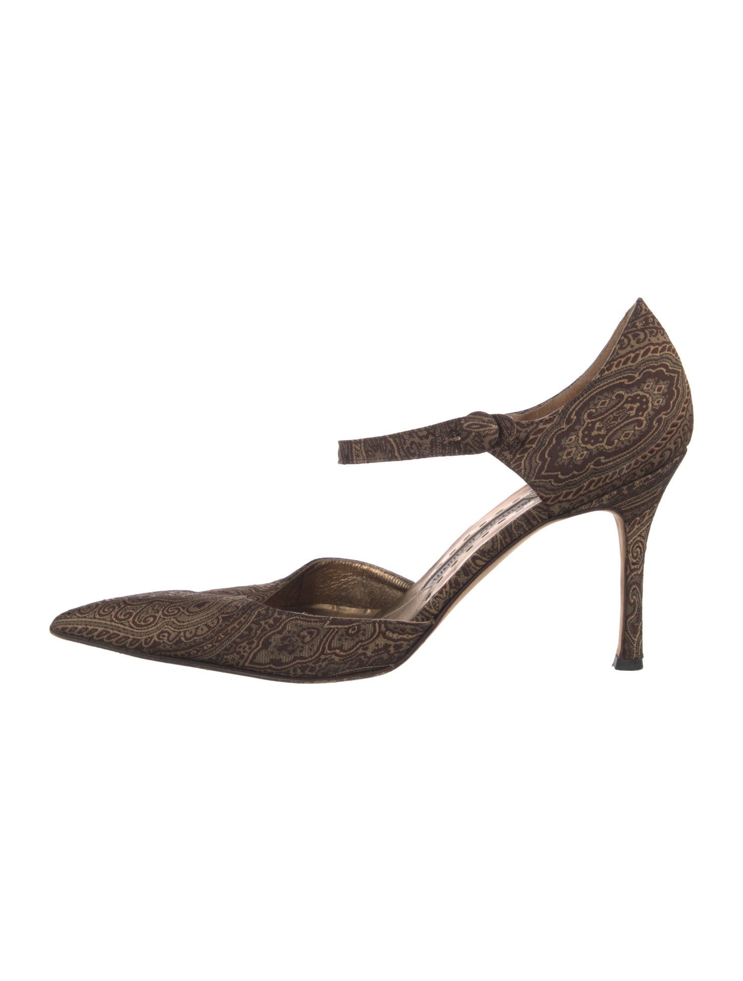 Manolo Blahnik Canvas Printed D'Orsay Pumps