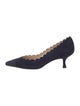 Manolo Blahnik Suede Scalloped Accent Pumps