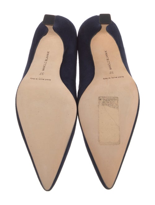 Manolo Blahnik Suede Scalloped Accent Pumps