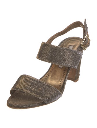 Manolo Blahnik Glitter Slingback Sandals