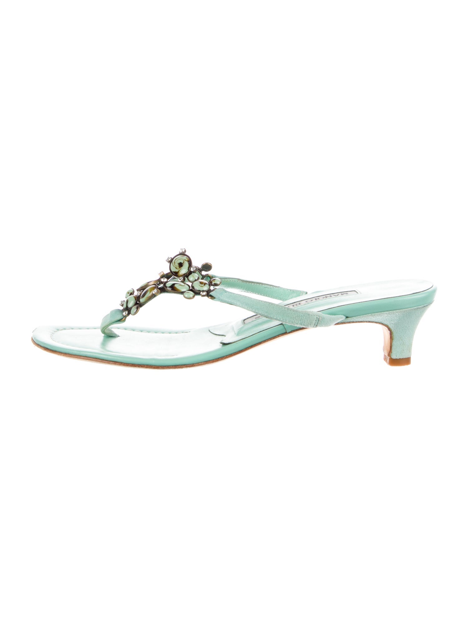 Manolo Blahnik Leather T-Strap Sandals