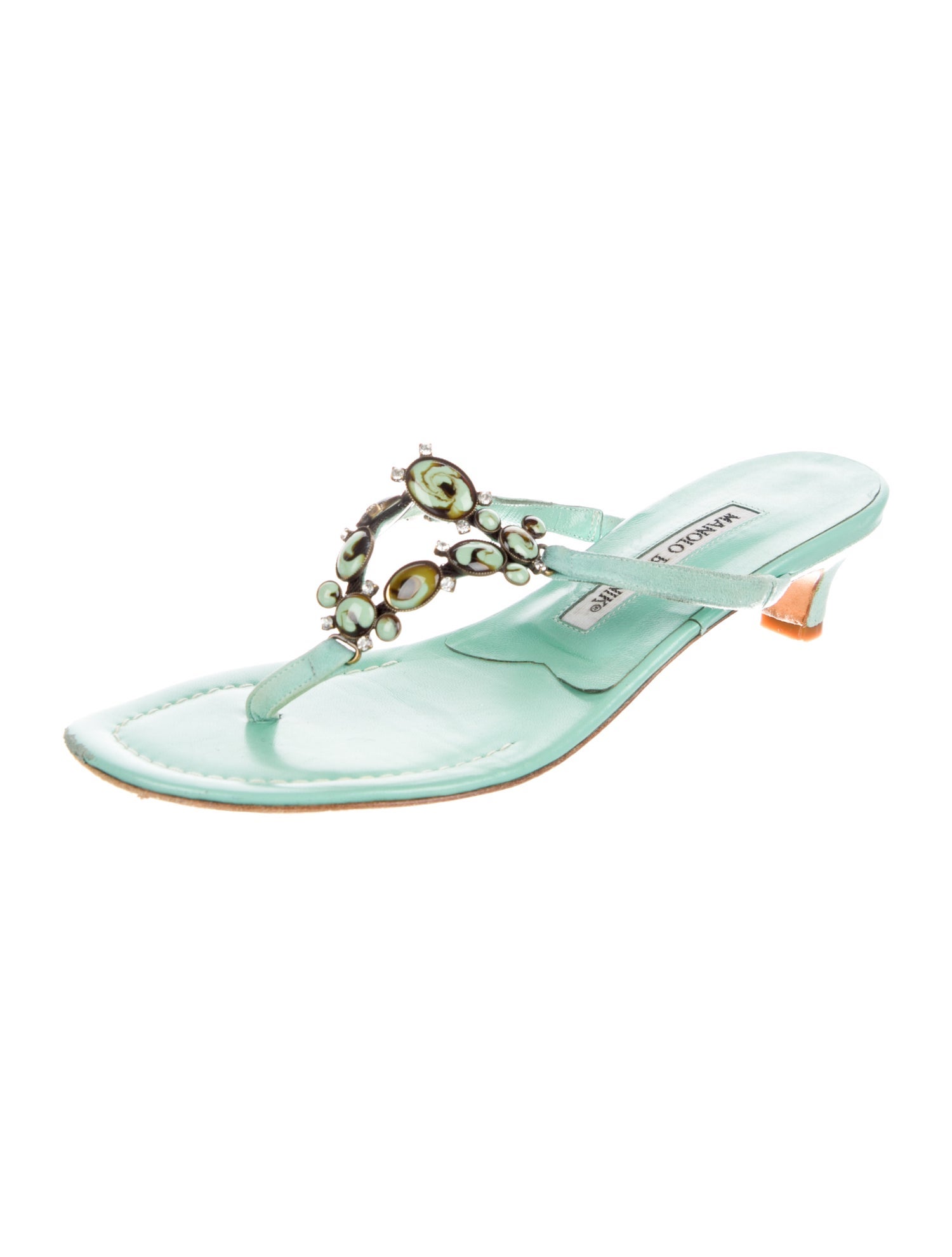 Manolo Blahnik Leather T-Strap Sandals