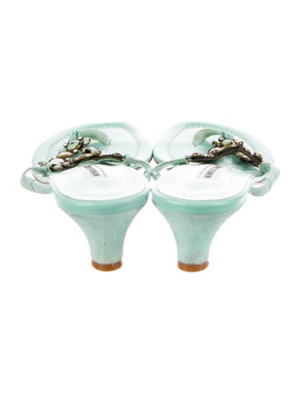 Manolo Blahnik Leather T-Strap Sandals