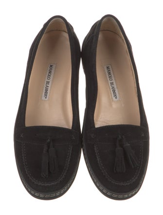 Manolo Blahnik Suede Tassel Accents Loafers