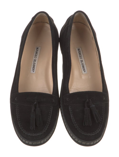 Manolo Blahnik Suede Tassel Accents Loafers