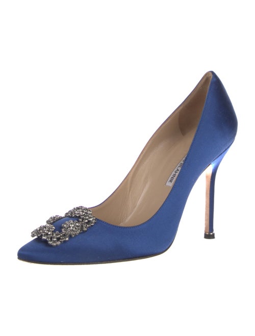 Manolo Blahnik Satin Crystal Embellishments Pumps