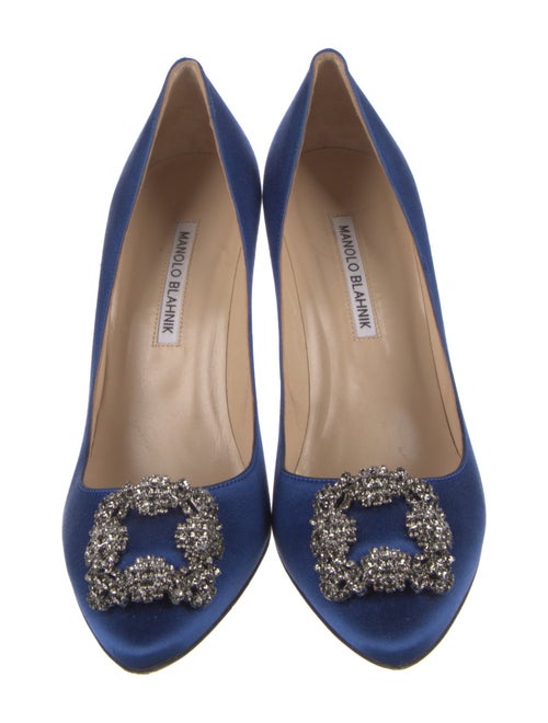 Manolo Blahnik Satin Crystal Embellishments Pumps