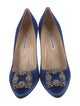 Manolo Blahnik Satin Crystal Embellishments Pumps