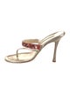 Manolo Blahnik Leather Crystal Embellishments Slides