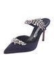 Manolo Blahnik Satin Crystal Embellishments Mules