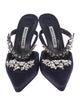 Manolo Blahnik Satin Crystal Embellishments Mules