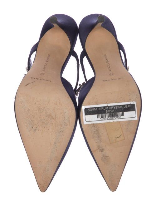 Manolo Blahnik Satin Crystal Embellishments Mules
