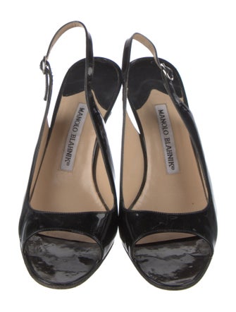 Manolo Blahnik Patent Leather Slingback Sandals