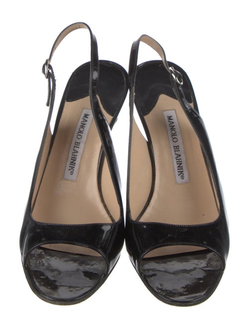 Manolo Blahnik Patent Leather Slingback Sandals