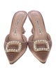 Manolo Blahnik Satin Crystal Embellishments Mules