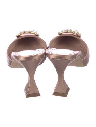 Manolo Blahnik Satin Crystal Embellishments Mules