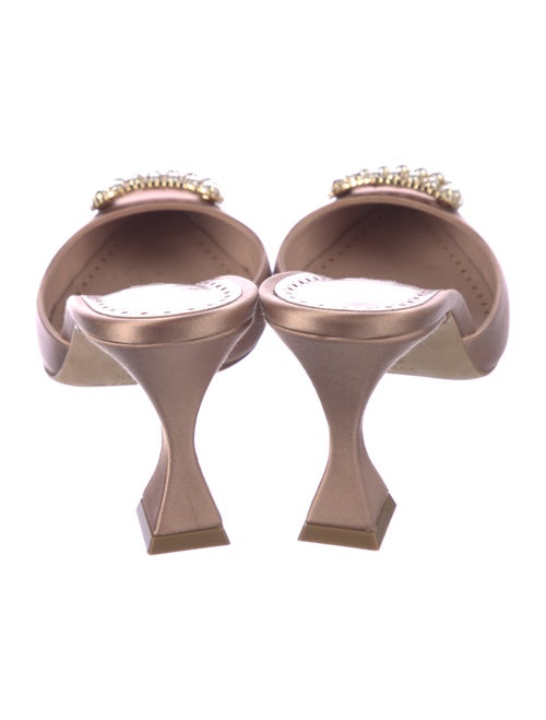 Manolo Blahnik Satin Crystal Embellishments Mules