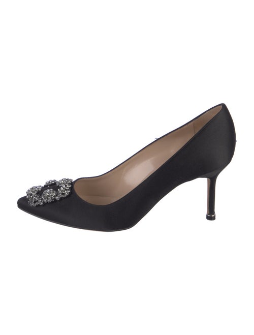 Manolo Blahnik Satin Crystal Embellishments Pumps