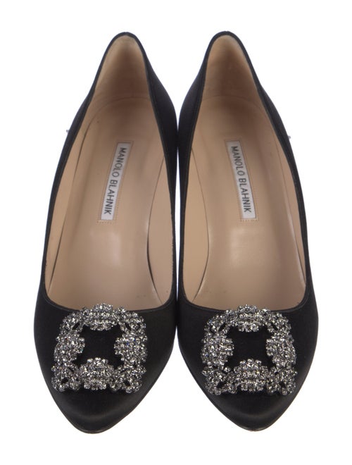 Manolo Blahnik Satin Crystal Embellishments Pumps
