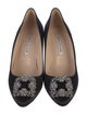 Manolo Blahnik Satin Crystal Embellishments Pumps