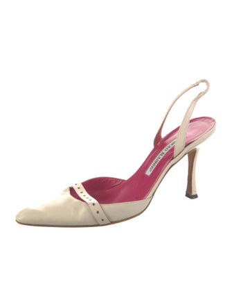 Manolo Blahnik Leather Slingback Pumps