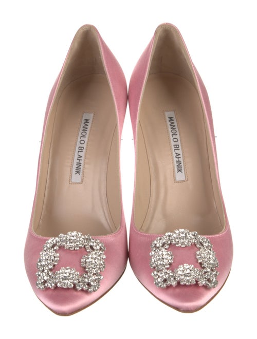 Manolo Blahnik Satin Crystal Embellishments Pumps